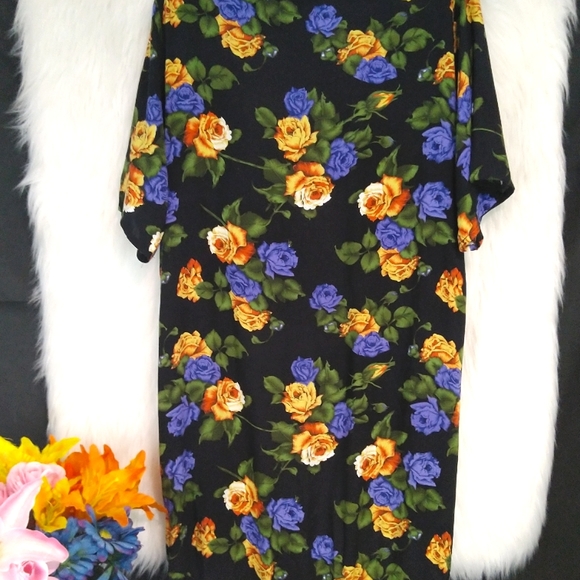 Asos Black Multi Color Floral Open Short Sleeve Fringed Robe Cover Up Size 8 - Picture 4 of 11